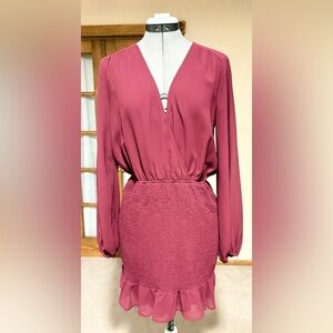 Elegant Maroon Long Sleeve Dress